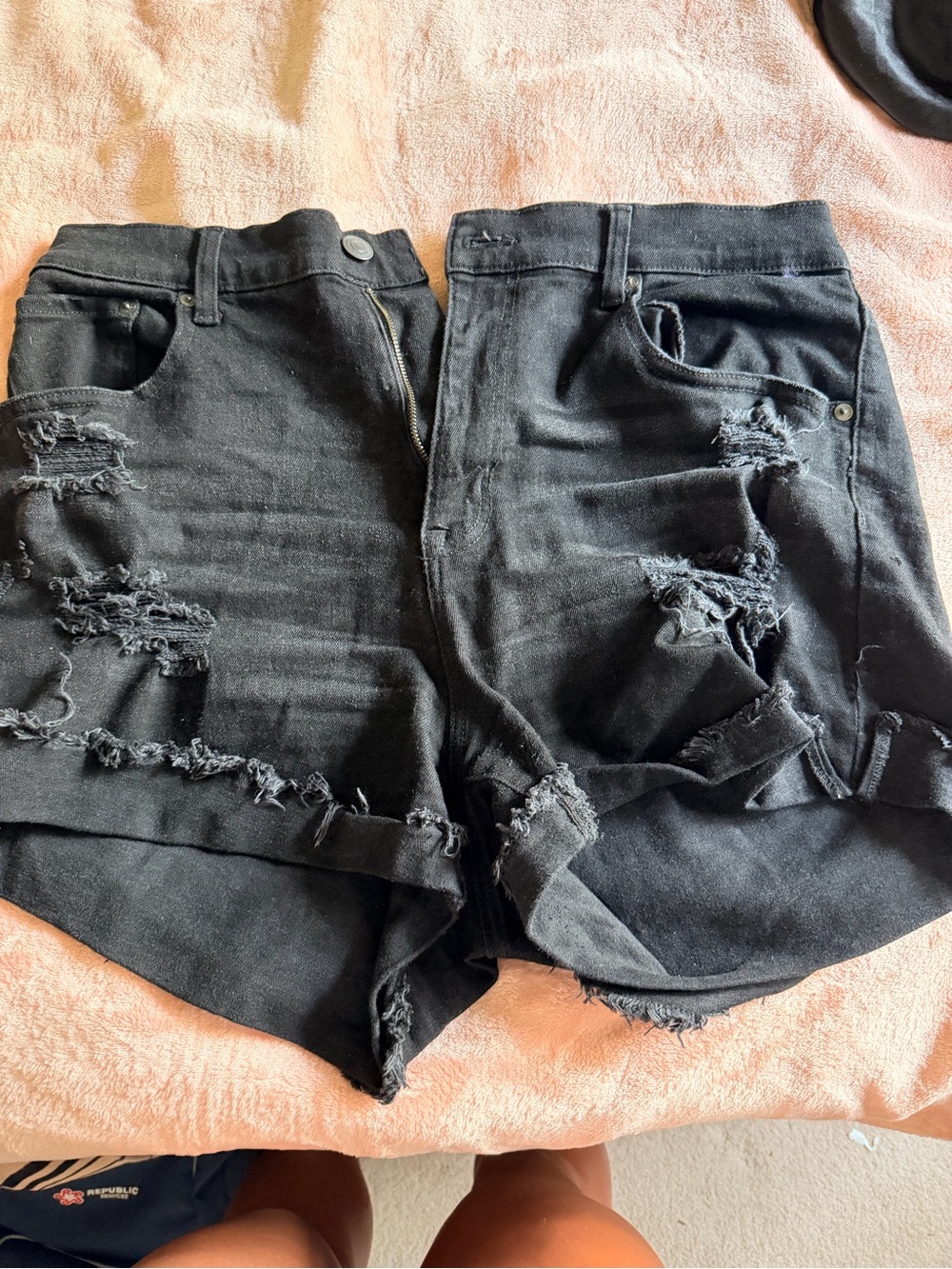 Aeropostale Black Distressed Denim Shorts